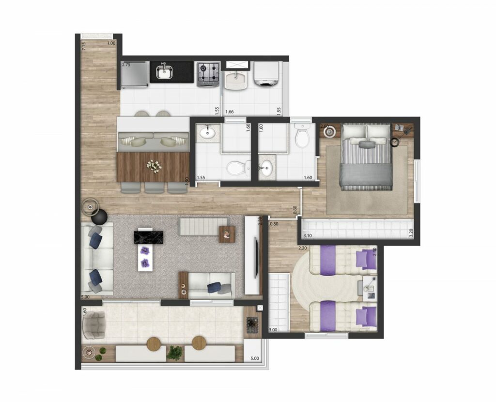 PLANTA 68M² LIVING AMPLIADO